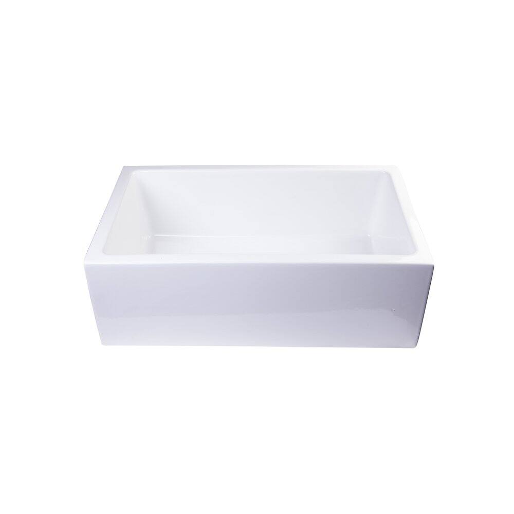 Alt View 1. Alfi - 30" White Smooth Apron Solid Thick Wall Fireclay Single Bowl Farm Sink - White.