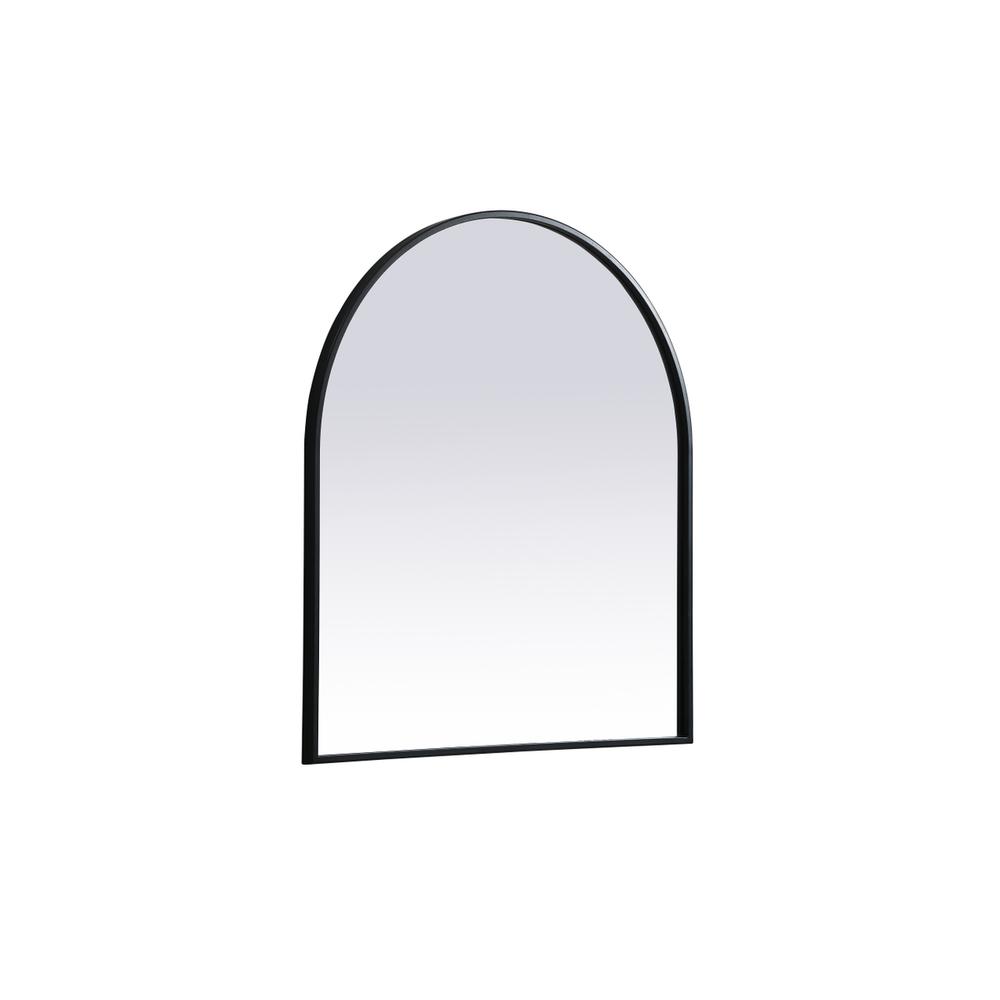 Left. Elegant Decor - Metal Frame Arch Mirror 27x30 Inch in Black - Black.