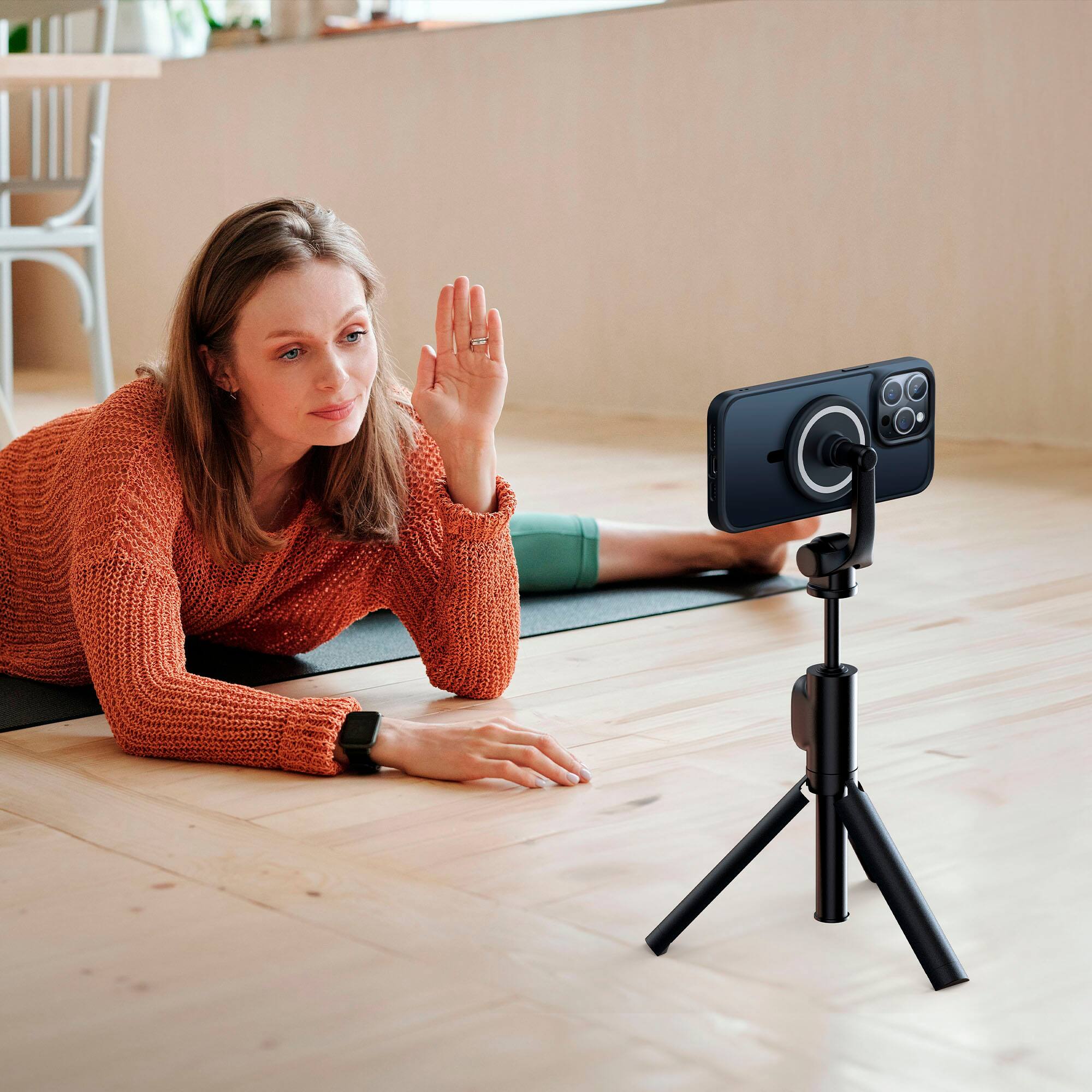 Alt View 2. TORRAS - Guardian Magnetic Military Grade Drop Tested & Compatible MagSafe slim Frosted Case designed for Apple iPhone 15 Pro Max - Black.