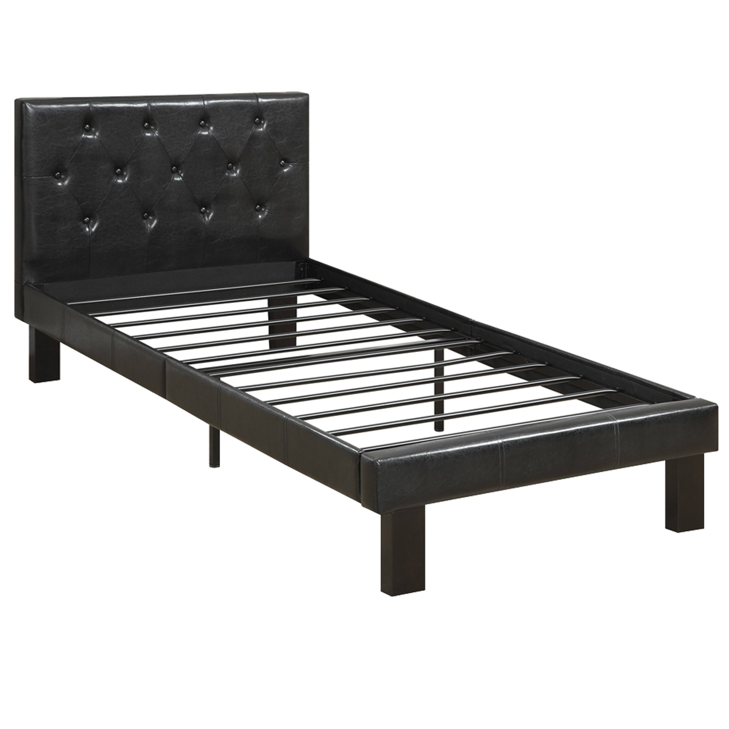 Manhattan Lane - Faux Leather Upholstered Twin size Bed With tufted Headboard - Black