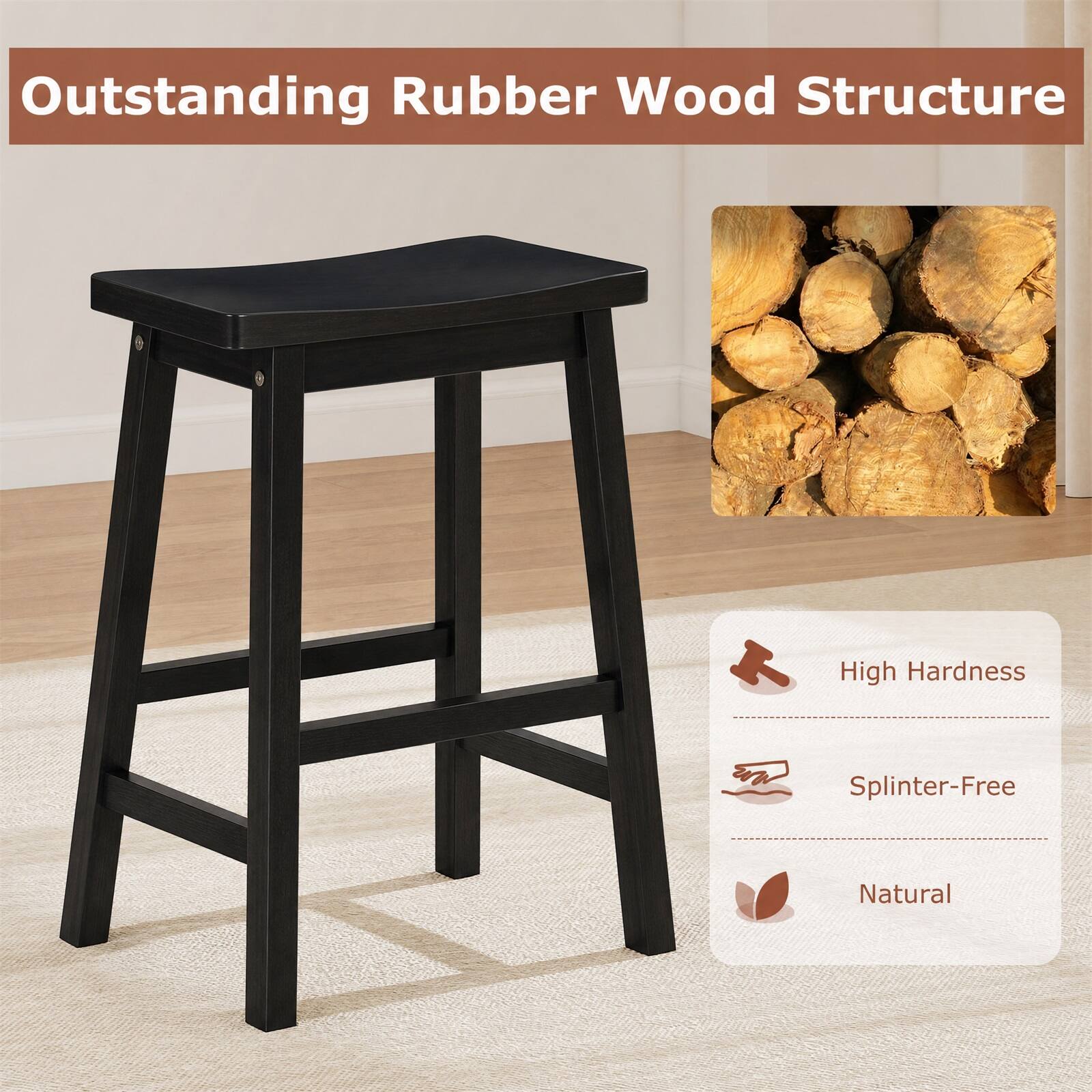 Outstanding Rubber Wood Structure

High Hardness

Splinter-Free

Natural