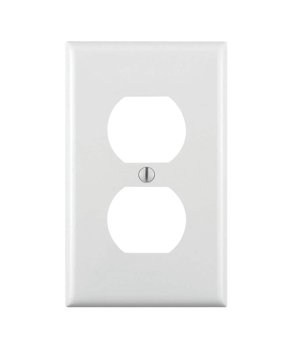 Photos - Cable (video, audio, USB) Leviton  1-Gang Duplex Device Receptacle Wallplate, Standard Size, Thermoplastic Nylon, Device Mount, 1 Pack, 80703-W - Whi 