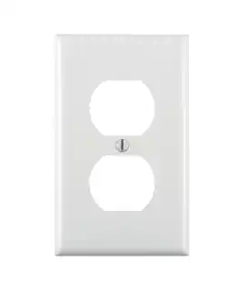 Leviton - 1-Gang Duplex Device Receptacle Wallplate, Standard Size, Thermoplastic Nylon, Device Mount, 1 Pack, 80703-W - White