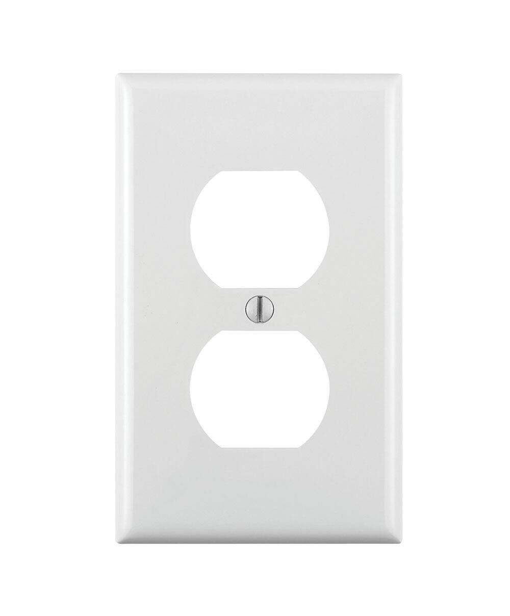 Front. Leviton - Leviton White 1 gang Thermoplastic Nylon Duplex Wall Plate 1 pk (Case of 20) - White.