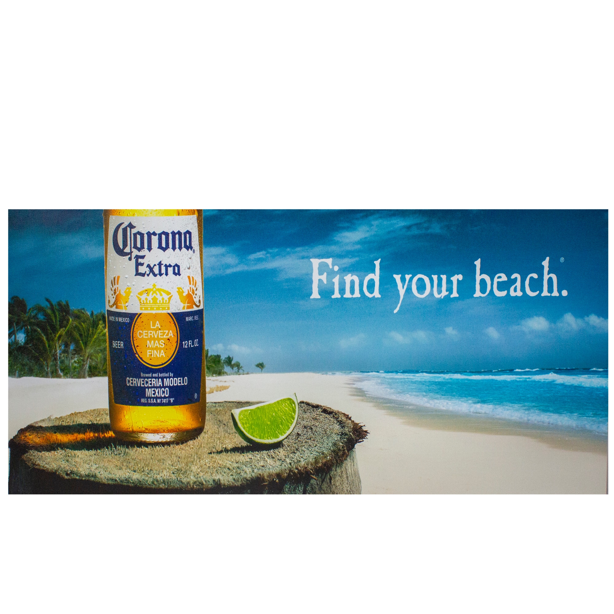 Northlight - 23.5" Corona Beer Tropical Beach Scene Lighted Canvas Wall Art - Blue