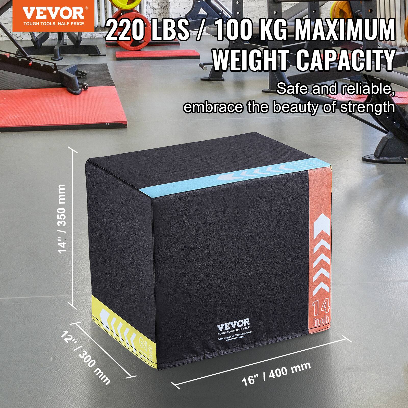 VEVOR TOUGH TOOLS, HALF PRICE. 220 LBS / 100 KG MAXIMUM WEIGHT CAPACITY. Safe and reliable, embrace the beauty of strength. 14" / 350 mm, 12" / 300 mm, 16" / 400 mm.