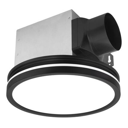 Front. Akicon - Bathroom Exhaust Fan with Light, Dimmable 3CCT LED Light with Night Light, 80 CFM, 2 Sones, Round, Black - Black.