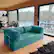 Front. KERDOM - 62'' Wide Corduroy Sleeper Sofa Bed, Convertible Loveseat Sofa With Pull-out Bed, Foldable Spliced Block Lounge Couch - Aqua Blue.