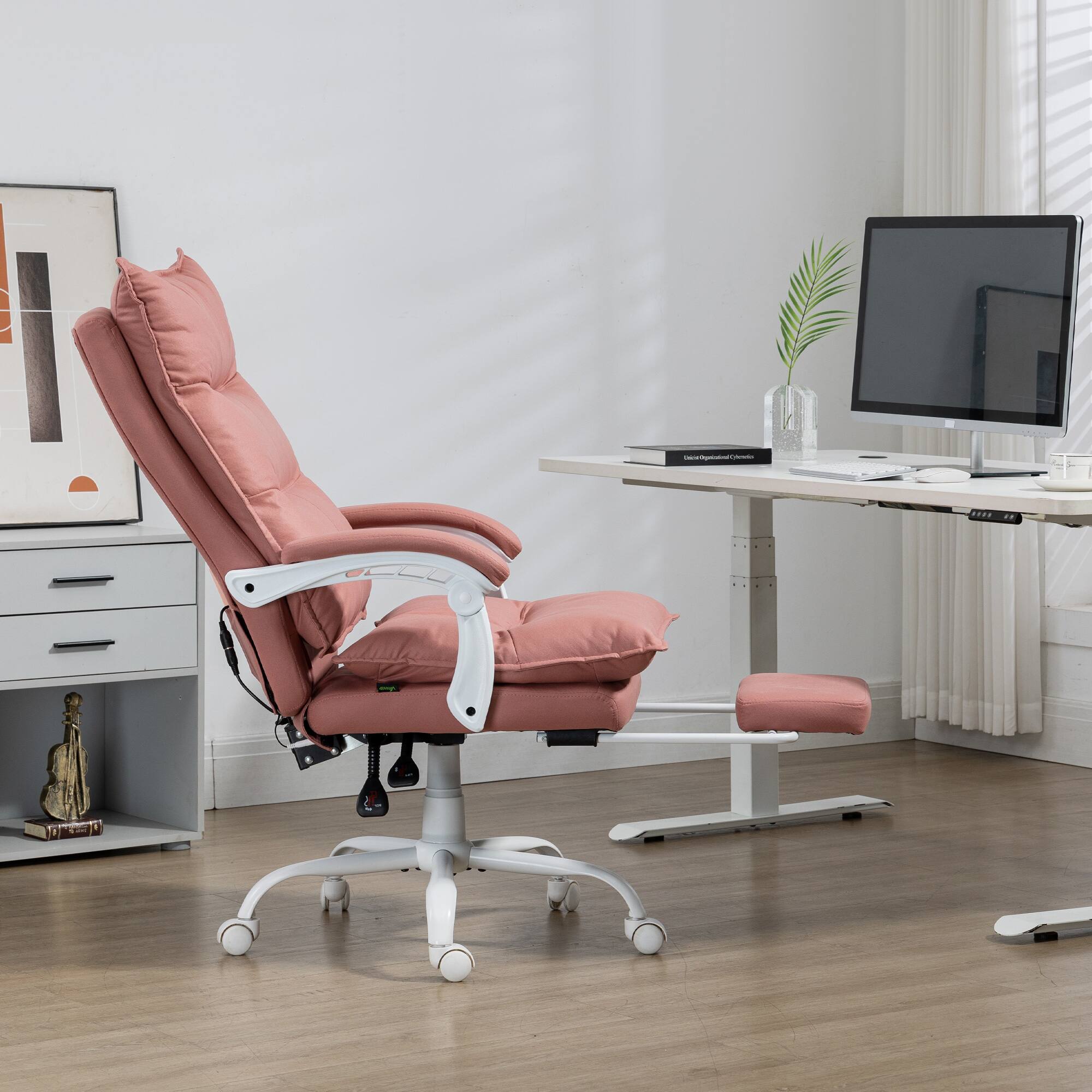 Alt View 8. Vinsetto - Massage Office Chair with 6 Vibration Points, Executive Computer Desk Chair, Heated Reclining Chair - Pink.