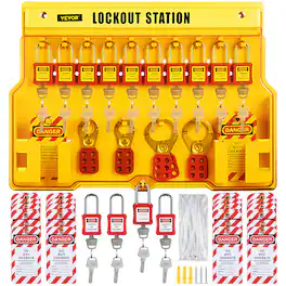 VEVOR - 58 PCS Lockout Tagout Kits, Electrical Safety Loto Kit Includes Padlocks, Lockout Station, Hasp, Tags & Zip Ties - Red
