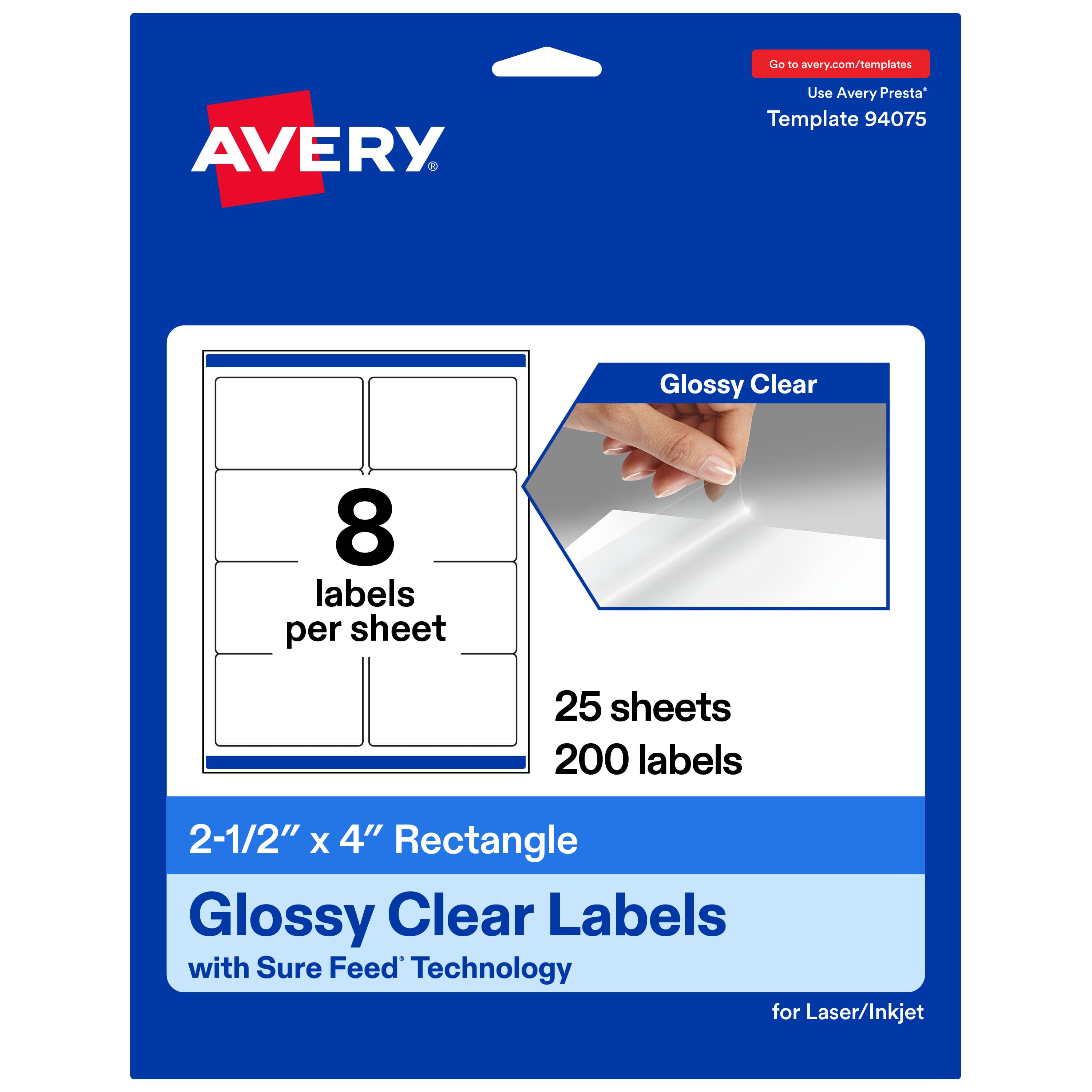 "Avery - Avery® Glossy Rectangle Labels, 2.5"" x 4"", 200 Total - Clear" price history on PriceWatchPro