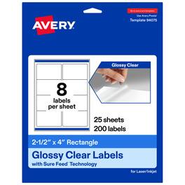 Avery - Avery® Glossy Rectangle Labels, 2.5" x 4", 200 Total - Clear