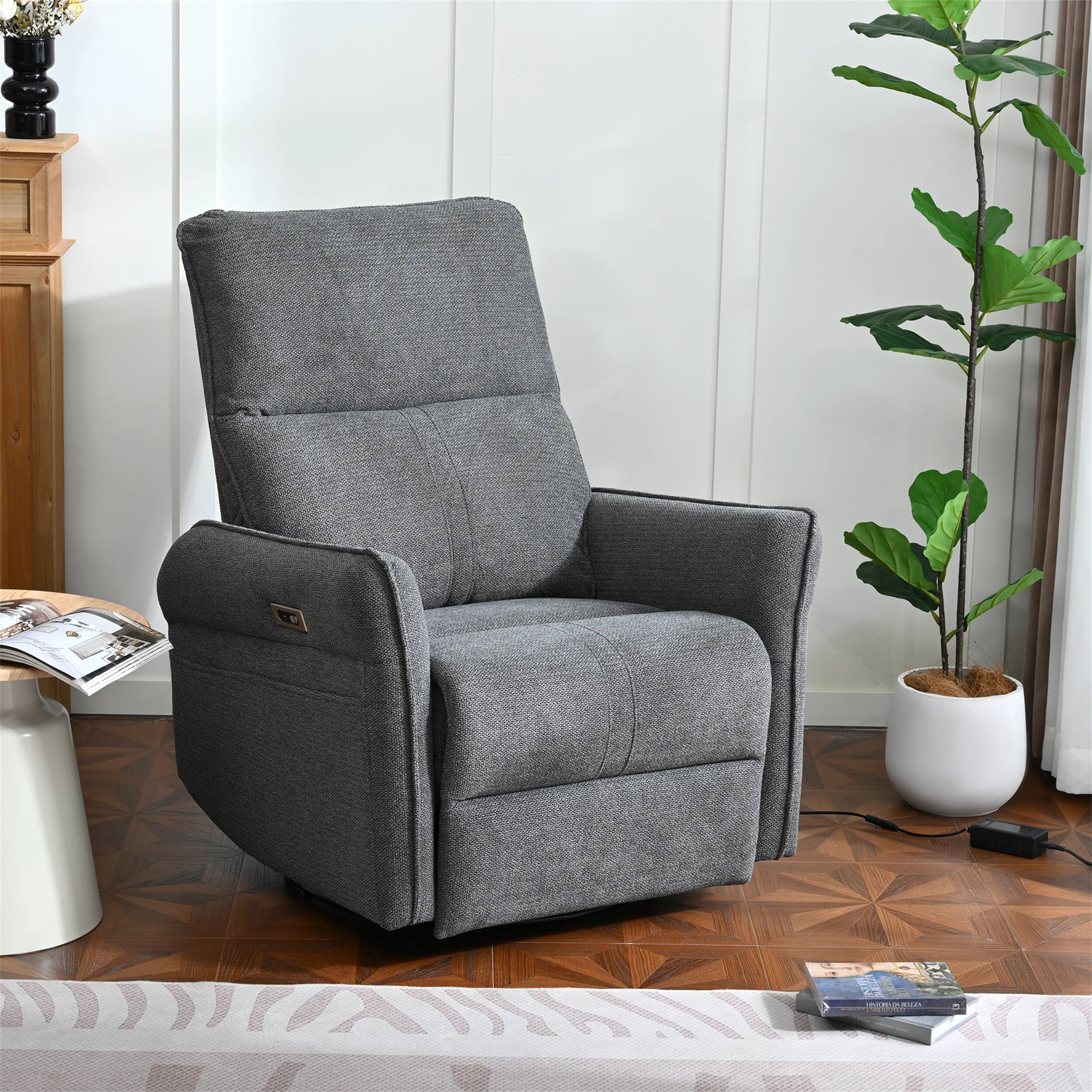 Alt View 5. TinyHomie - 270 Power Swivel Rocker Recliner Chair for Adults Swivel Rocking Recliner Chair Electric Nursery Glider Recliners - Gray.