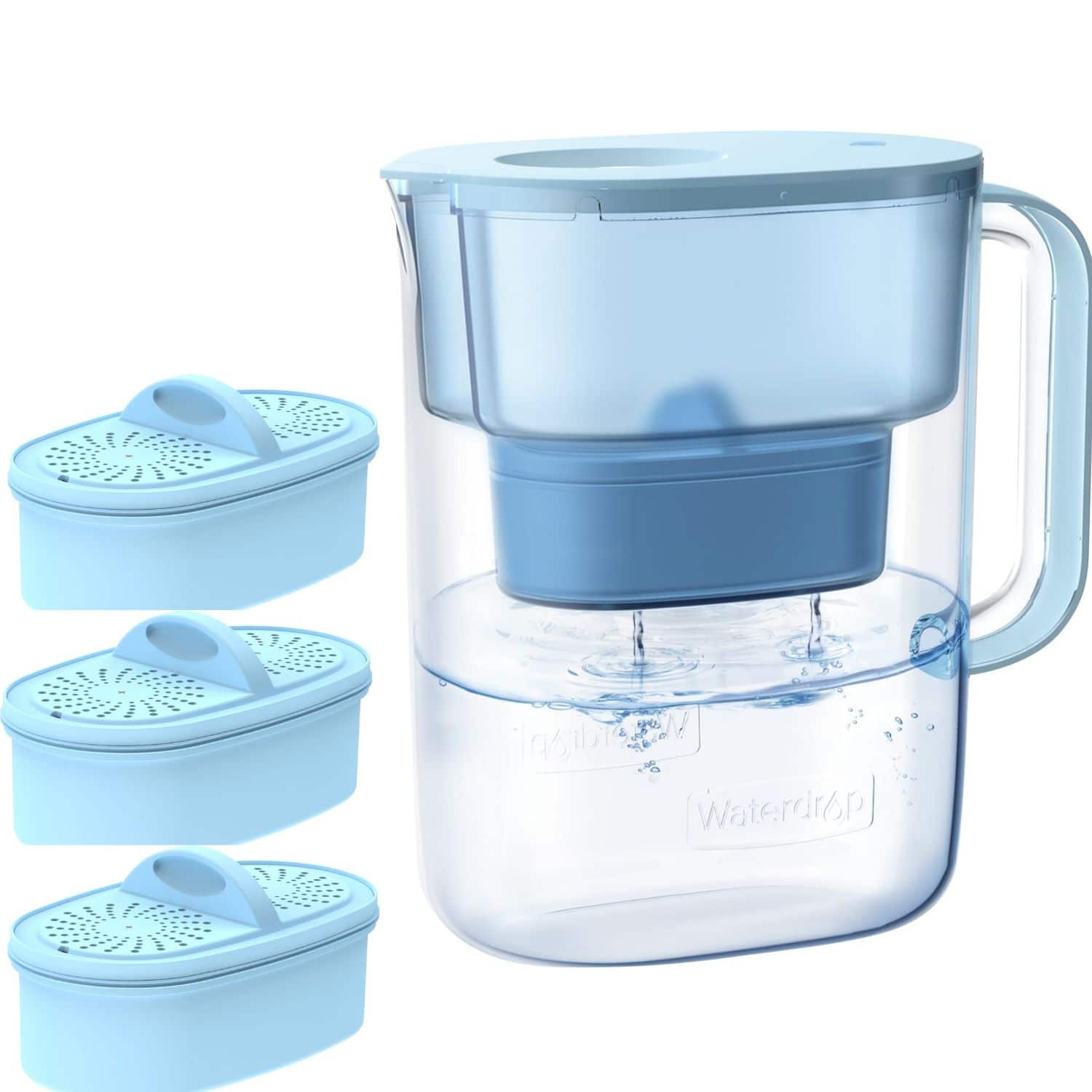 Waterdrop - WD-PT-07B Water Filter Pitcher Extra PF-AL-3 Alkaline Filters - Blue