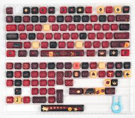 Womier - PBT Keycaps MOA Profile for Cherry MX Switch US layout Mechnical Keyboard,128 Keys Double-Shot Keycap - Red
