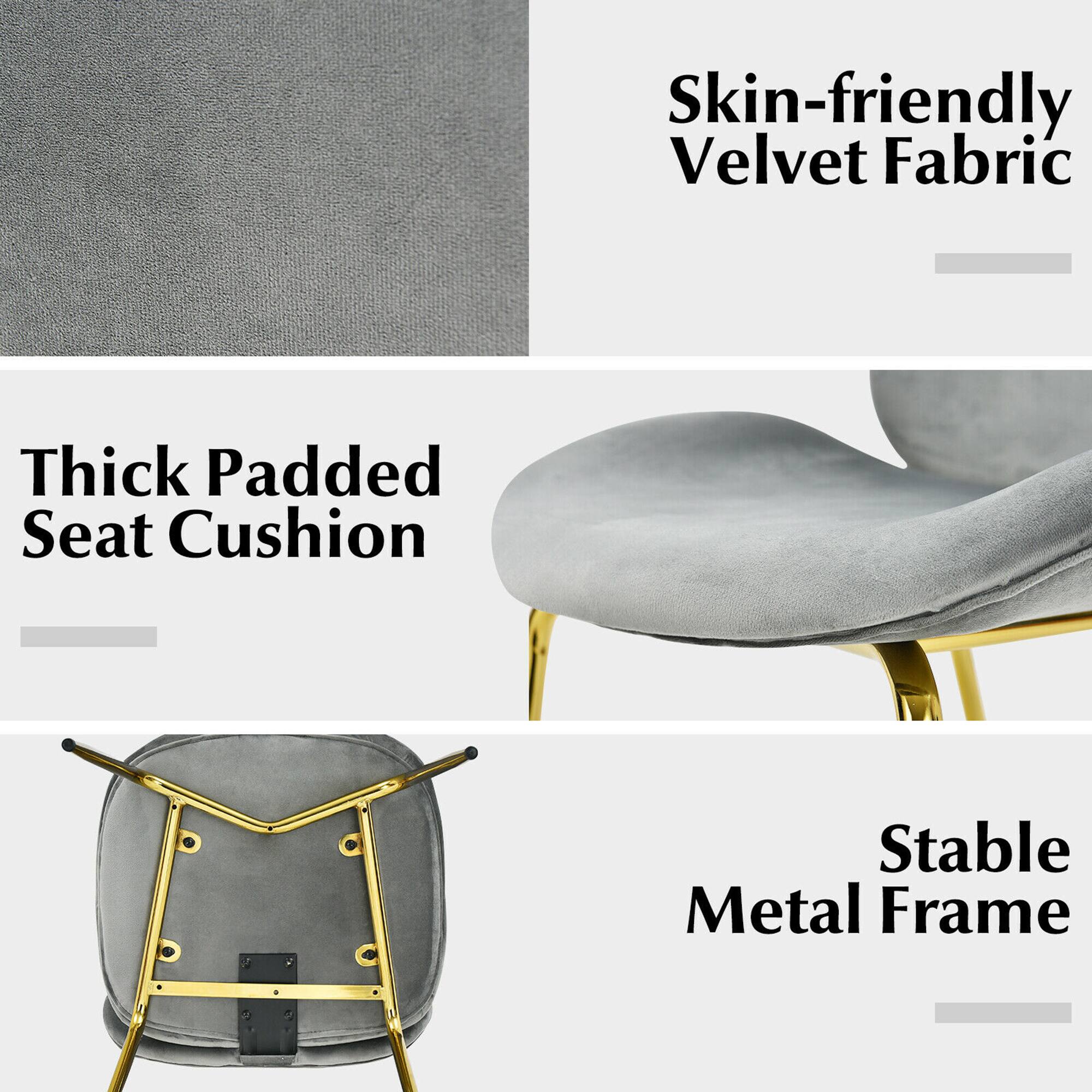 Skin-friendly Velvet Fabric, Thick Padded Seat Cushion, Stable Metal Frame
