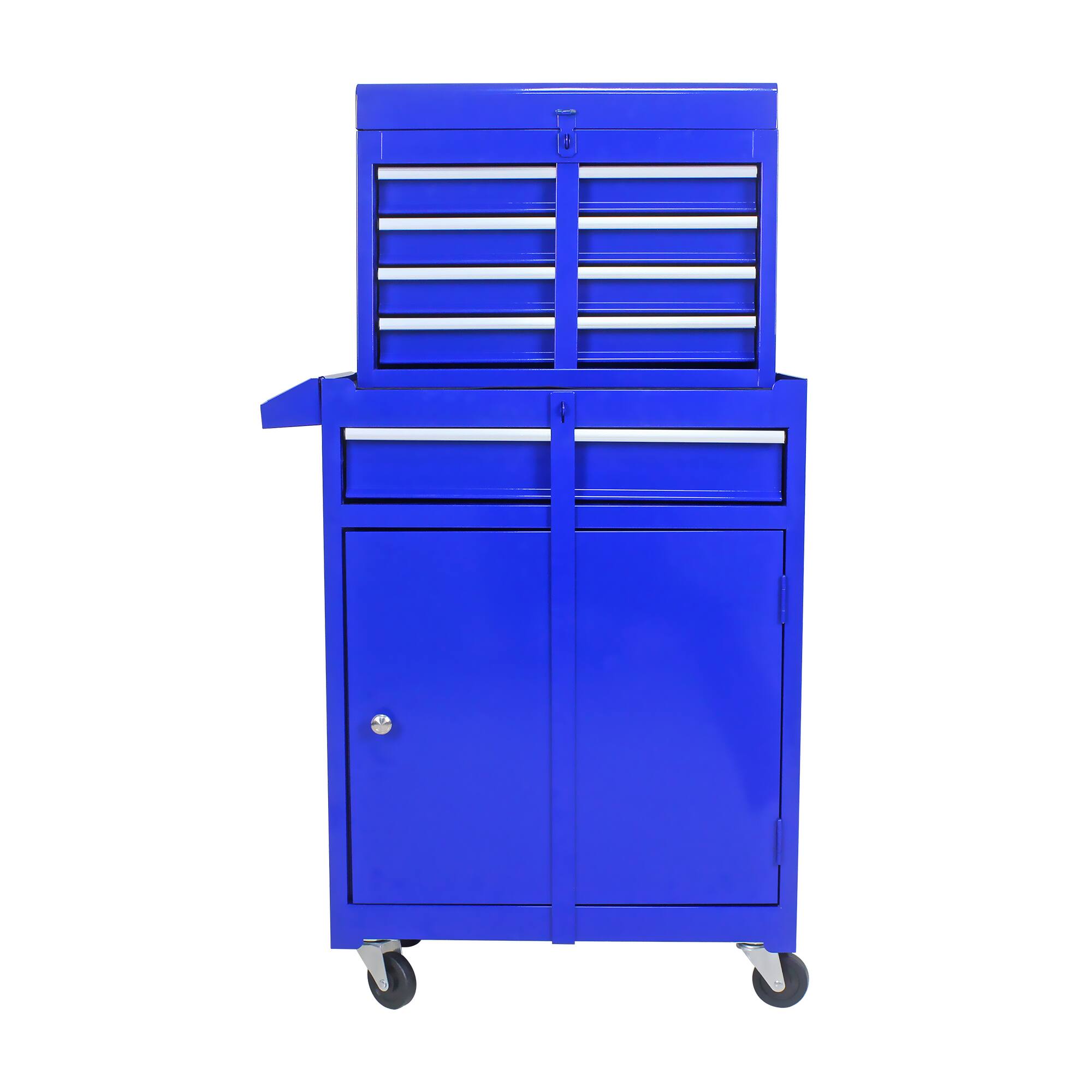 Back. APRILSOUL - Tool Chest 5-Drawer Tool Box Organizer Lockable Wheels and Sliding Drawers and Detachable Top and Adjustable Shelf - Blue.