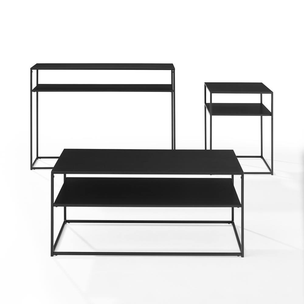 Alt View 3. Crosley Furniture - Braxton 3-Piece Coffee Table Set - Coffee Table - Matte Black.