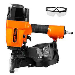 VEVOR - Coil Framing Nailer MCN90, 1-3/4" to 3-1/2" 15 Degree Pneumatic Framing Nail Gun with Tool-Less Depth Adjustment - Orange