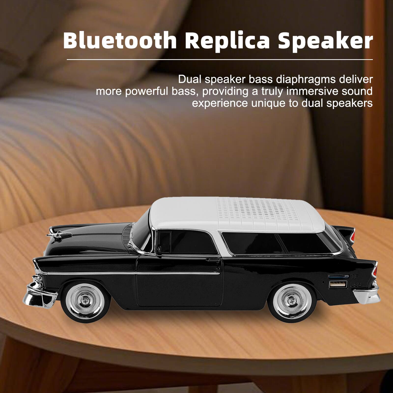 Bluetooth Replica Speaker

Dual speaker bass diaphragms deliver more powerful bass, providing a truly immersive sound experience unique to dual speakers