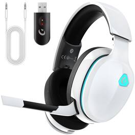 PO3TICJUNKI3 - Gaming Headset Wireless ghz For Ps5 Ps4 Fortnite call Of Duty fps Gamers Pc Headphones With Enc Microphone - White