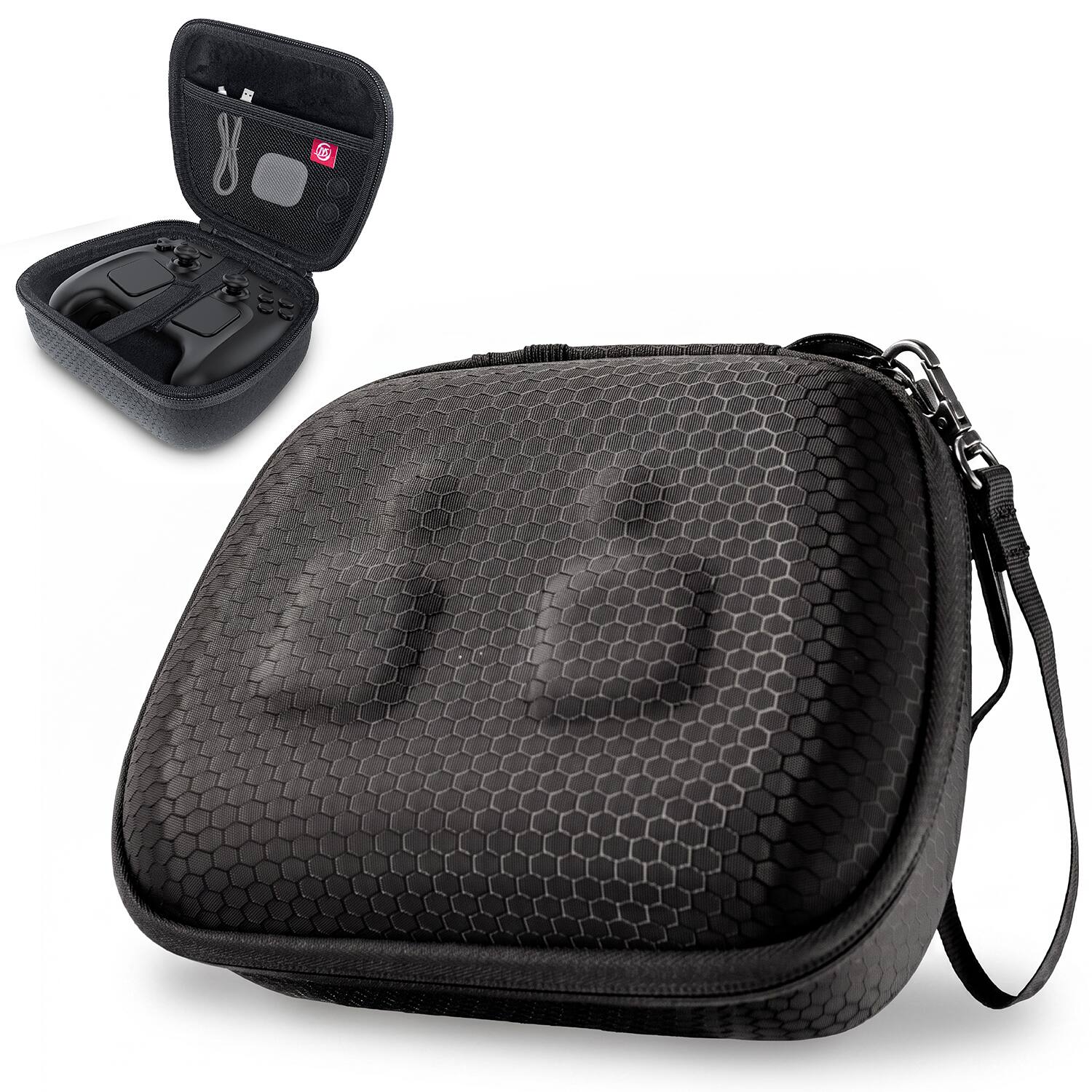 Front. Fosmon - For Steam Controller Case, Universal PS5 Controller Case for Xbox & Nintendo Switch Carrying Case Protective Travel Case - Black.