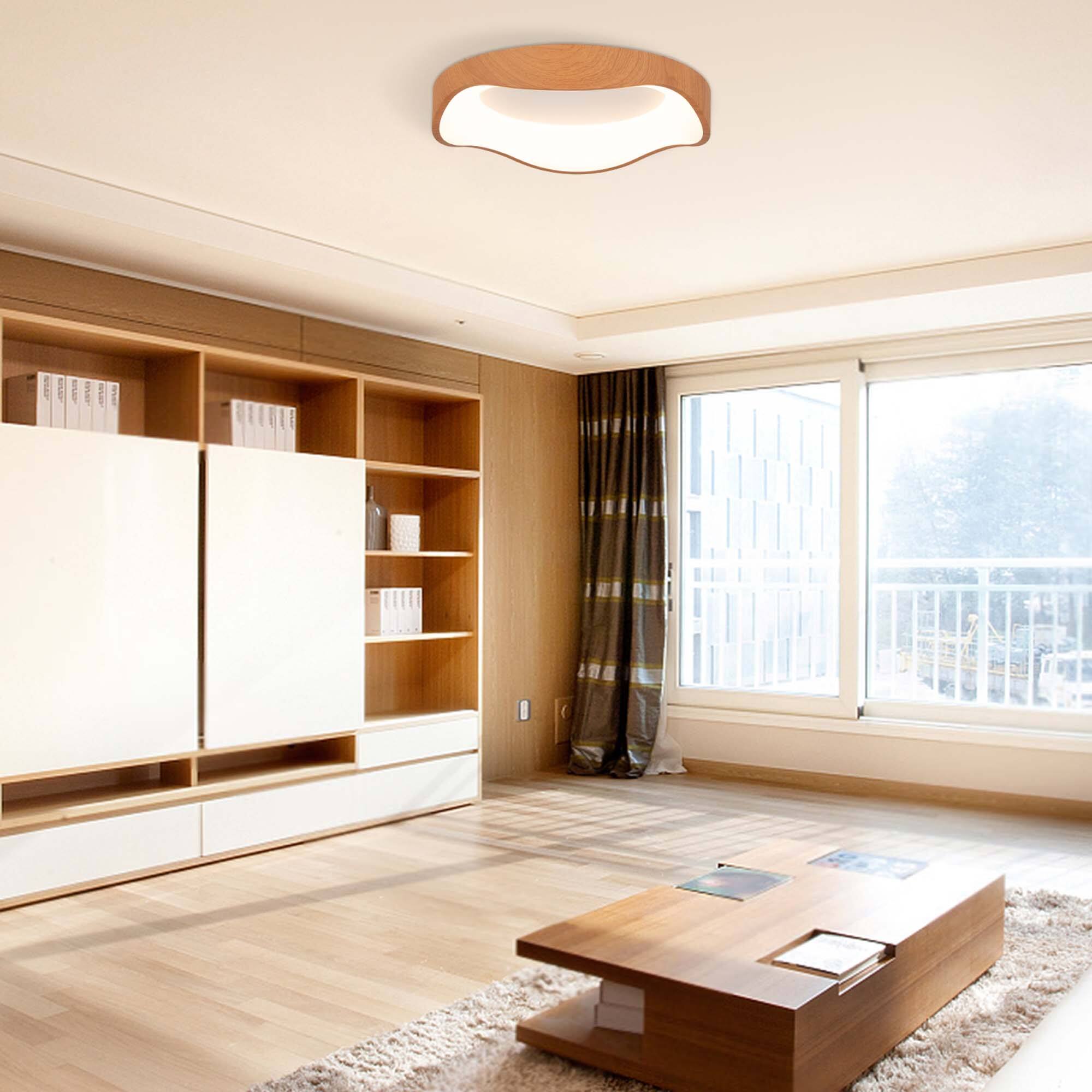 Alt View 1. Costway - Costway LED Mount Ceiling Light 24W 3000K Lamp Fixture Wood Pattern Living Room - Natural.