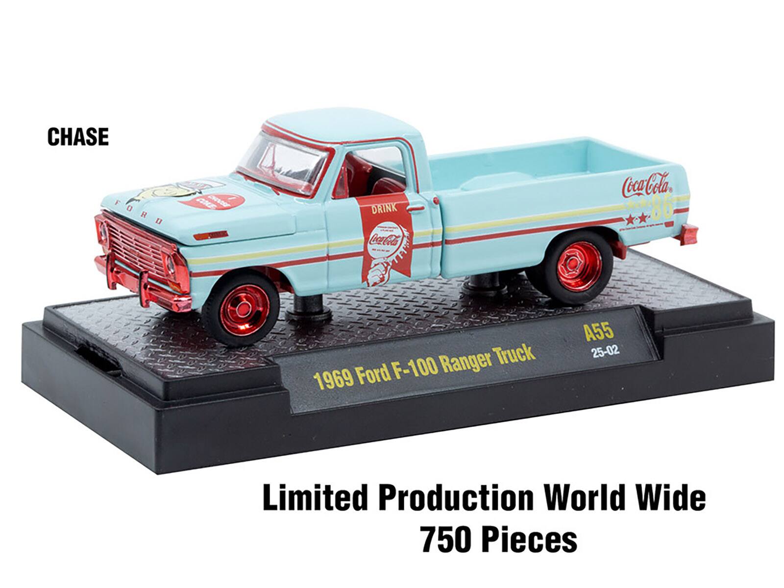 CHASE  
FORD  
R D CXF  
DRINK Coca-Cola  
AI CocaCola 86  
Ranger Truck  
1969 Ford F-100 A55 25-02  
Limited Production World Wide  
750 Pieces