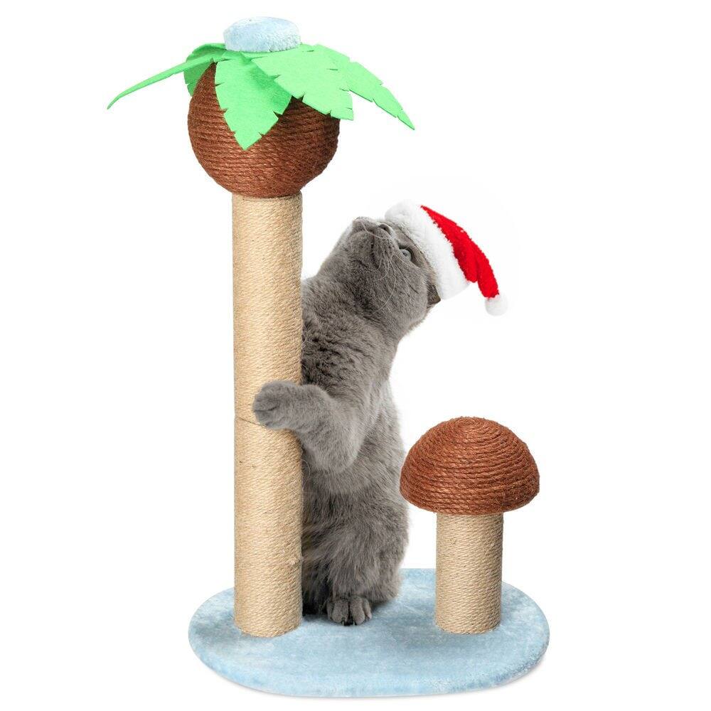 Alt View 6. Kadyn - 27.5in Coconut Palm Tree Cat Scratching Post, Cute Cat Scratcher With Natural Sisal Posts - Brown.