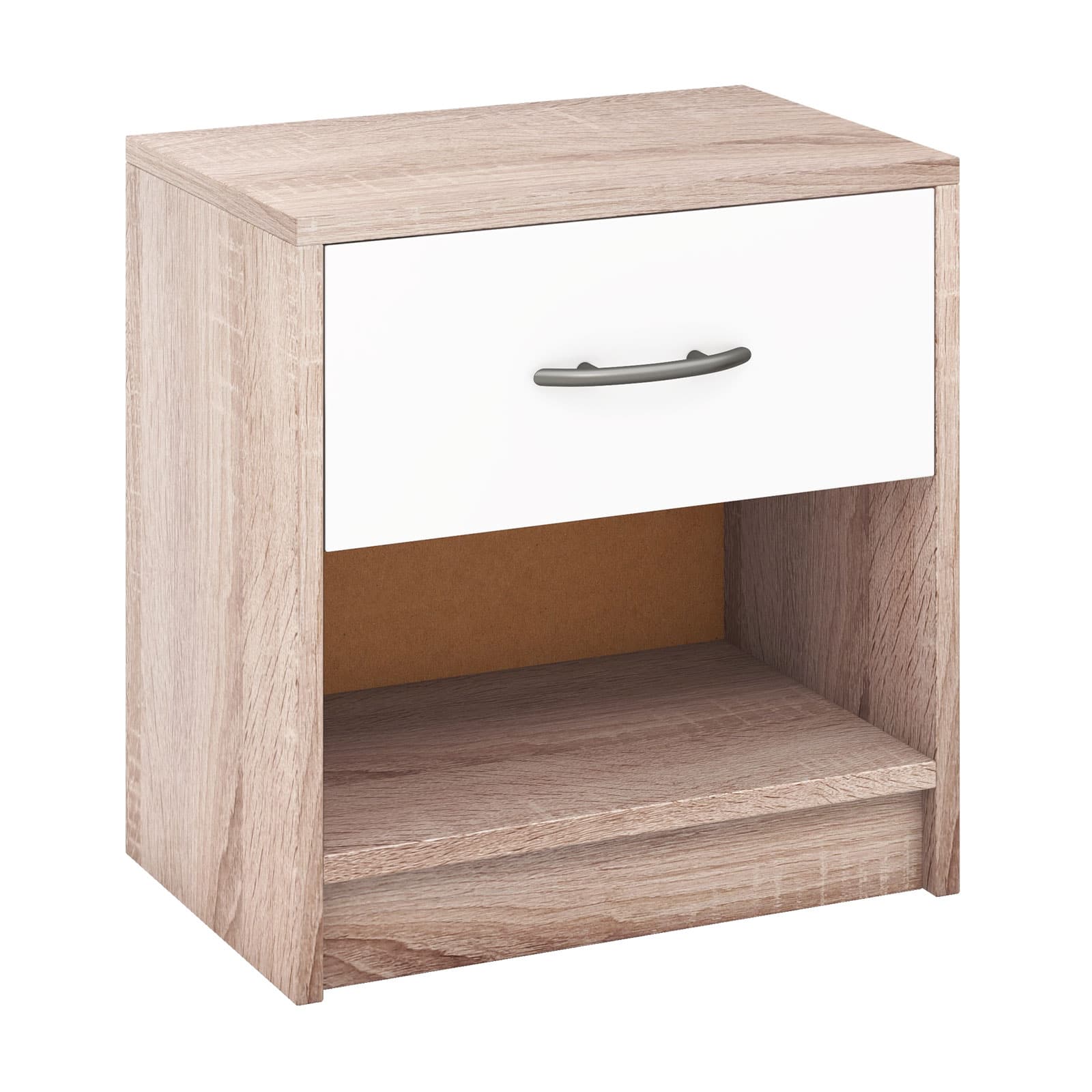 WELLFOR - Nightstand with Drawer and Open Storage Shelf - Natural and White price history on PriceWatchPro