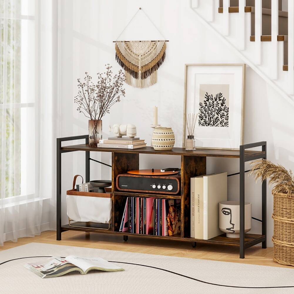 Alt View 1. Pefilos - TV Stand for 55 Inch TVs Industrial Entertainment Center, Entertainment Center, Rustic Brown TV Cabinet - Brown.