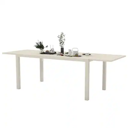 Front. Mondawe - 97.2"L Extendable Aluminum Outdoor Dining Table - White.
