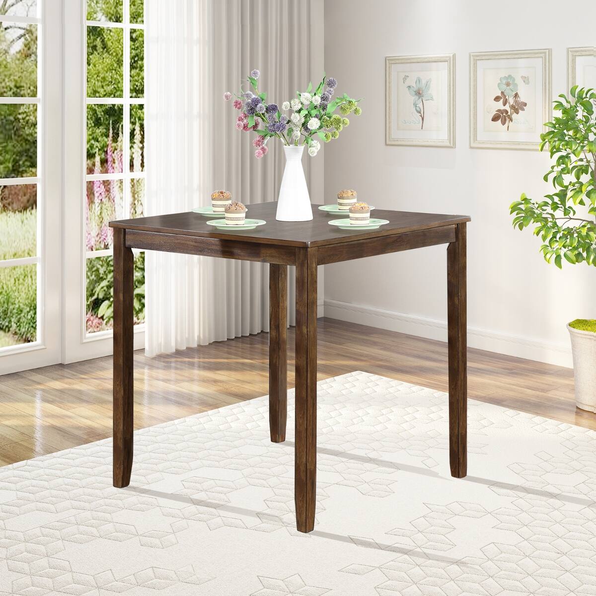 Loheer Square Counter Height Dining Table, Acacia Wood Tabletop, Seats ...