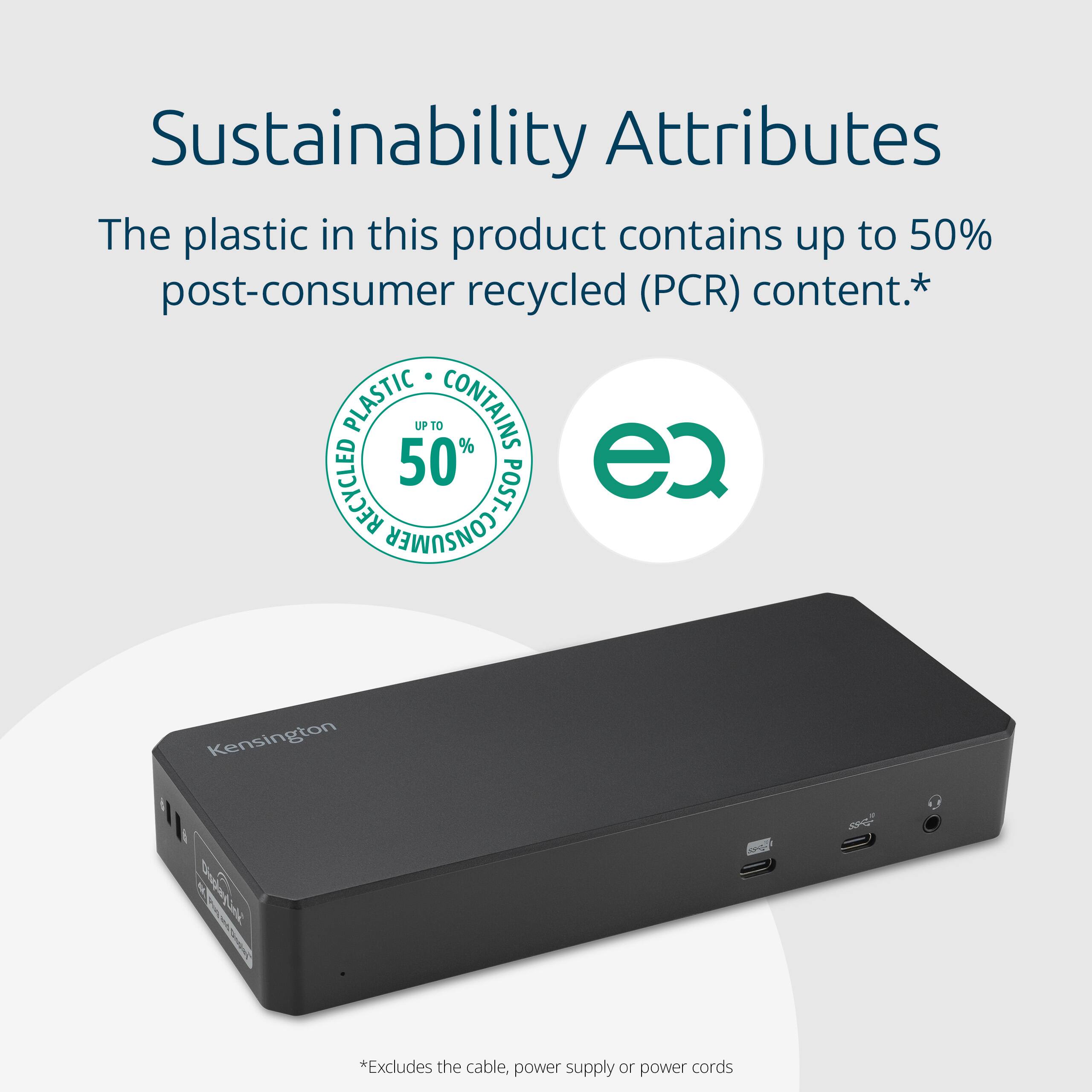 Sustainability Attributes

The plastic in this product contains up to 50% post-consumer recycled (PCR) content.*

*Excludes the cable, power supply or power cords
