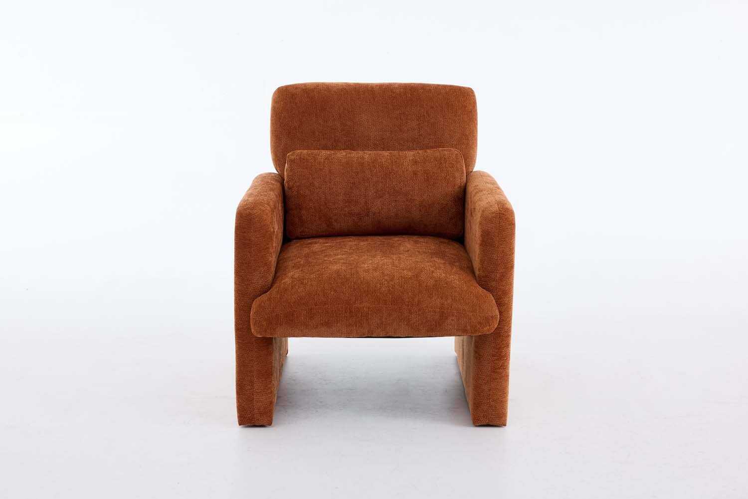 Alt View 1. Forest'nSky - Modern Office Chair in White Boucle Fabric - Upholstered Ergonomic Armchair for Desk & Lounge,Orange - Orange.