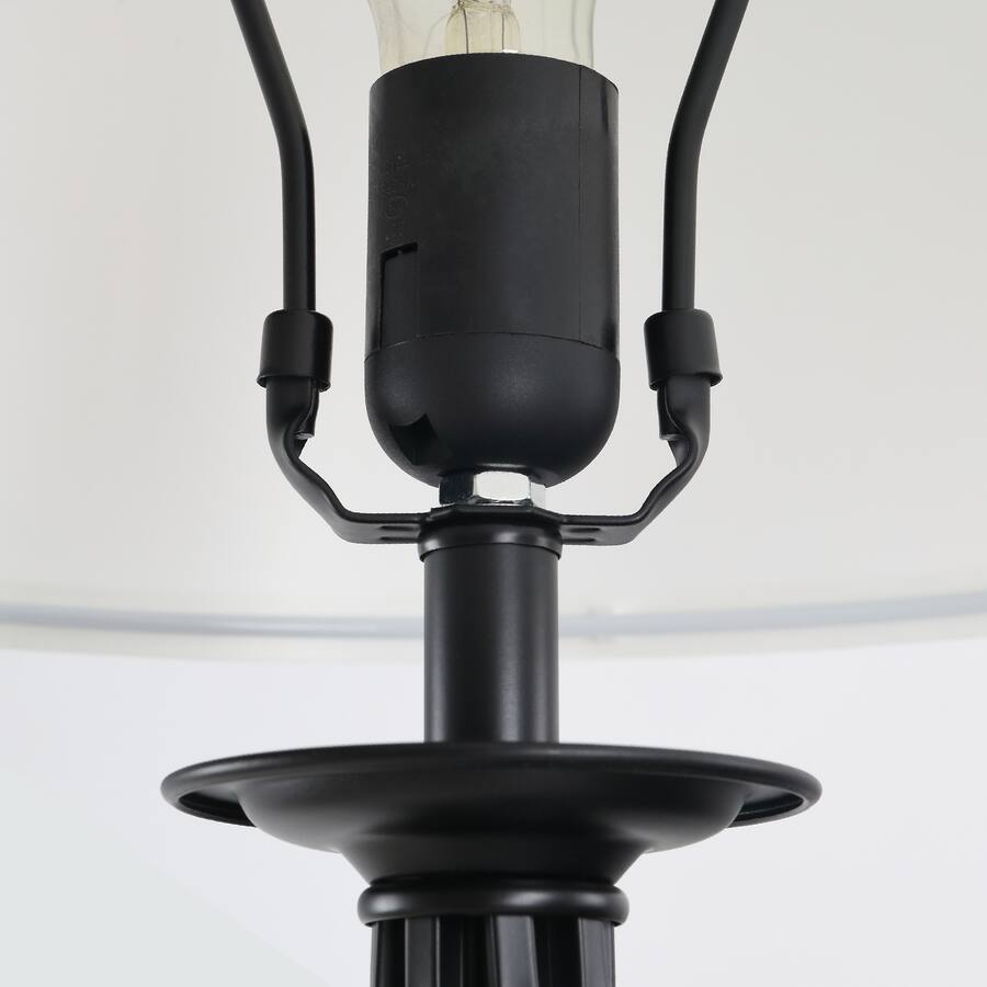 Homcom 3 Pc Lamp Set: Metal Pole+Round Base Fabric Shades Living Room ...