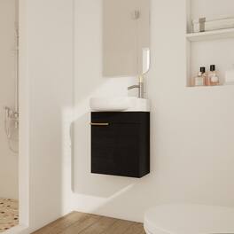 Loheer - 16 inch bathroom vanity with sink Compact Wall Mounted Vanity - Black Chestnut