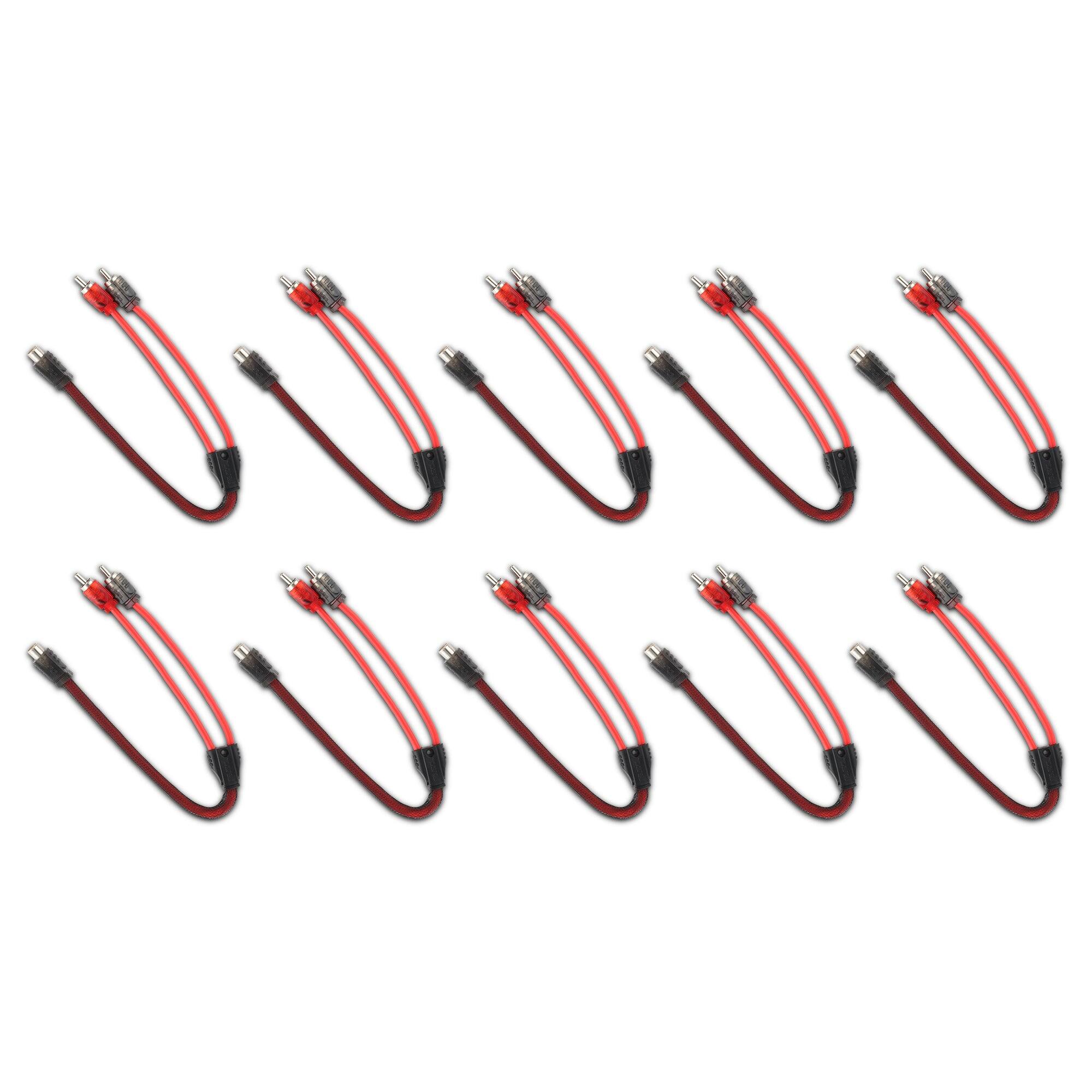 Front. DS18 Audio - Level 2 RCA Y-Splitter Cable, 1 Female to 2 Male (10-Pack).