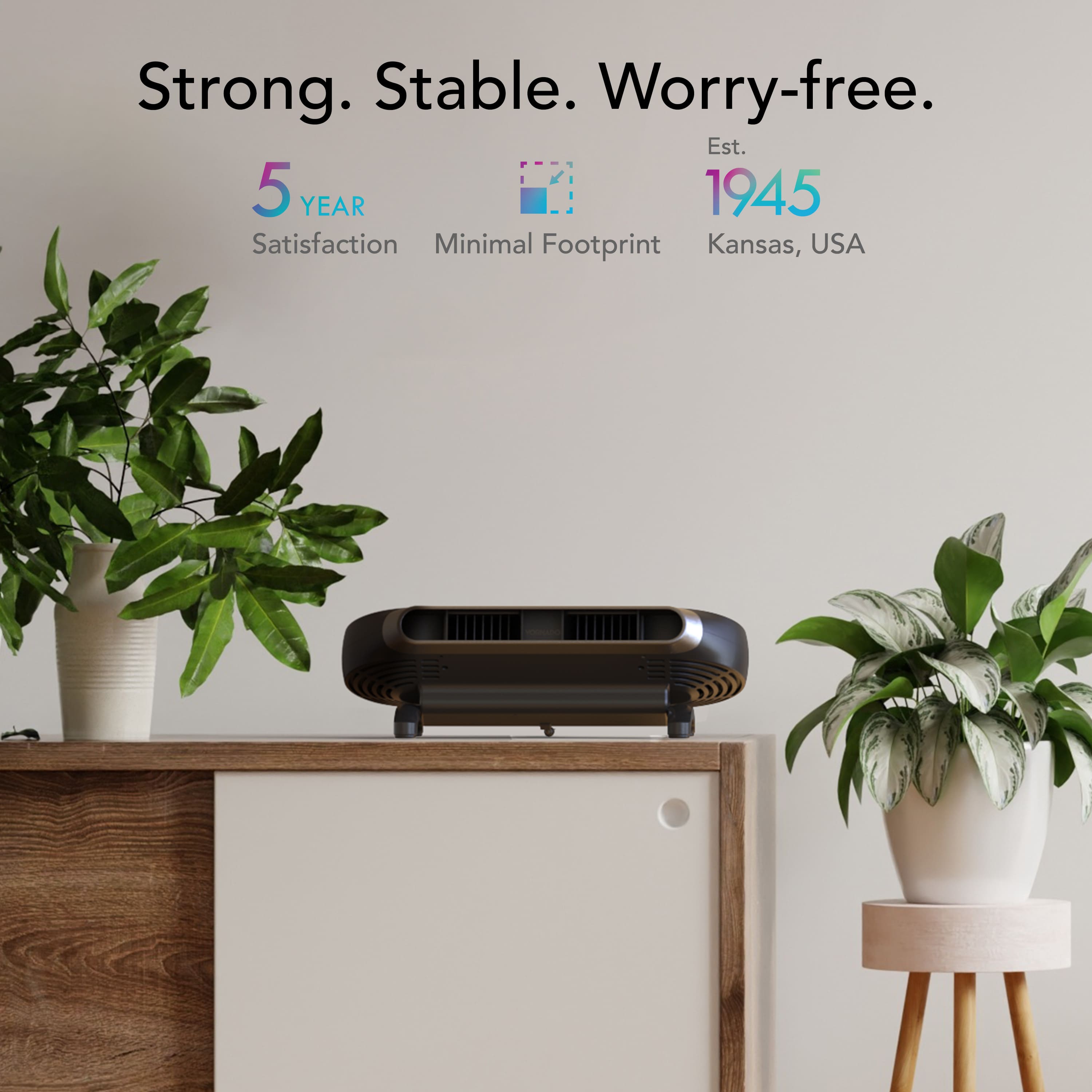 Strong, stable, worry-free. Est. 1945. Satisfaction. Minimal footprint. Kansas, USA.