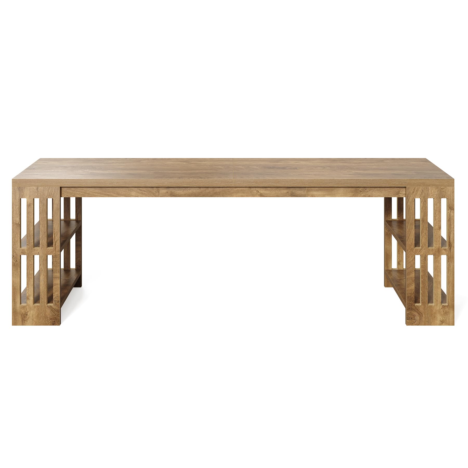 Alt View 6. Tribesigns - 78.7-Inch Two-Person Computer Desk with Storage Shelves for Home Office Work, Study or Computer Tasks - Natural.