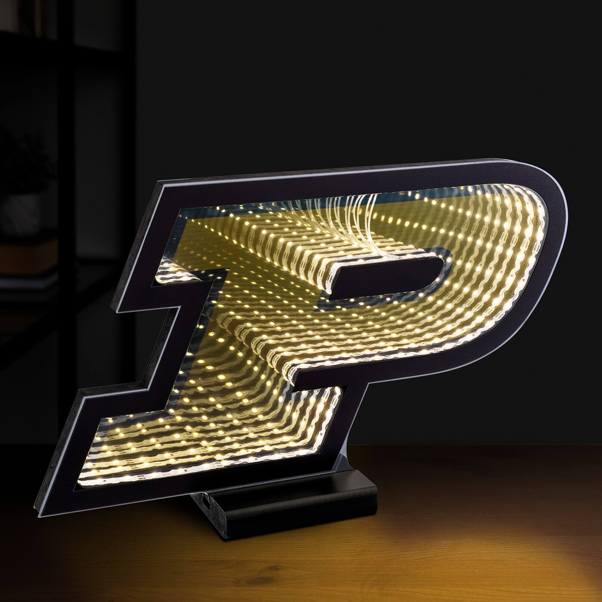 Alt View 2. Sporticulture - Purdue Boilermakers LED Infinity Logo Light - Gold.