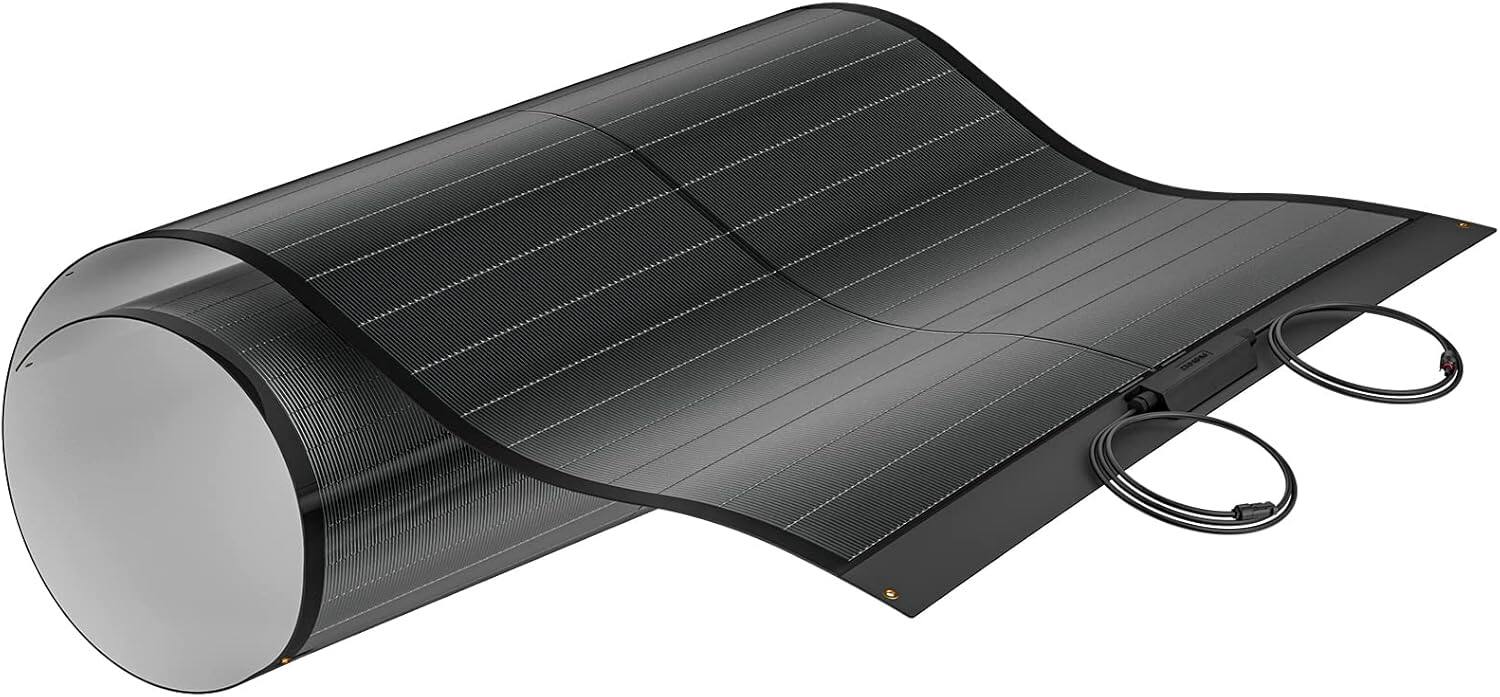 Alt View 4. BougeRV - Yuma 200W CIGS Thin-Film Flexible Solar Panel Anti-Shading Solar Panel with Pre-Punched Holes for RV Boat Van Car - Black.