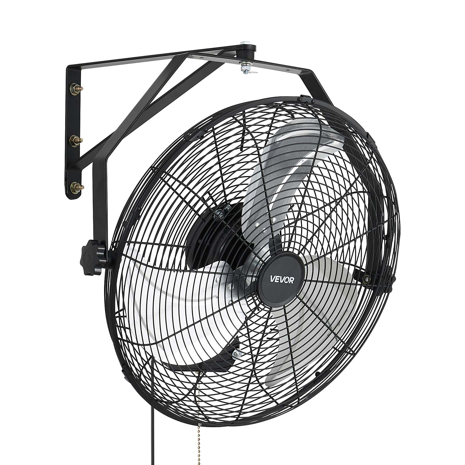 Alt View 5. VEVOR - Wall Mount Fan, 18 in Wall Mounted Hanging Fan with IP44-rated Protection, 3-Speed, Long Airflow Distance - Black.