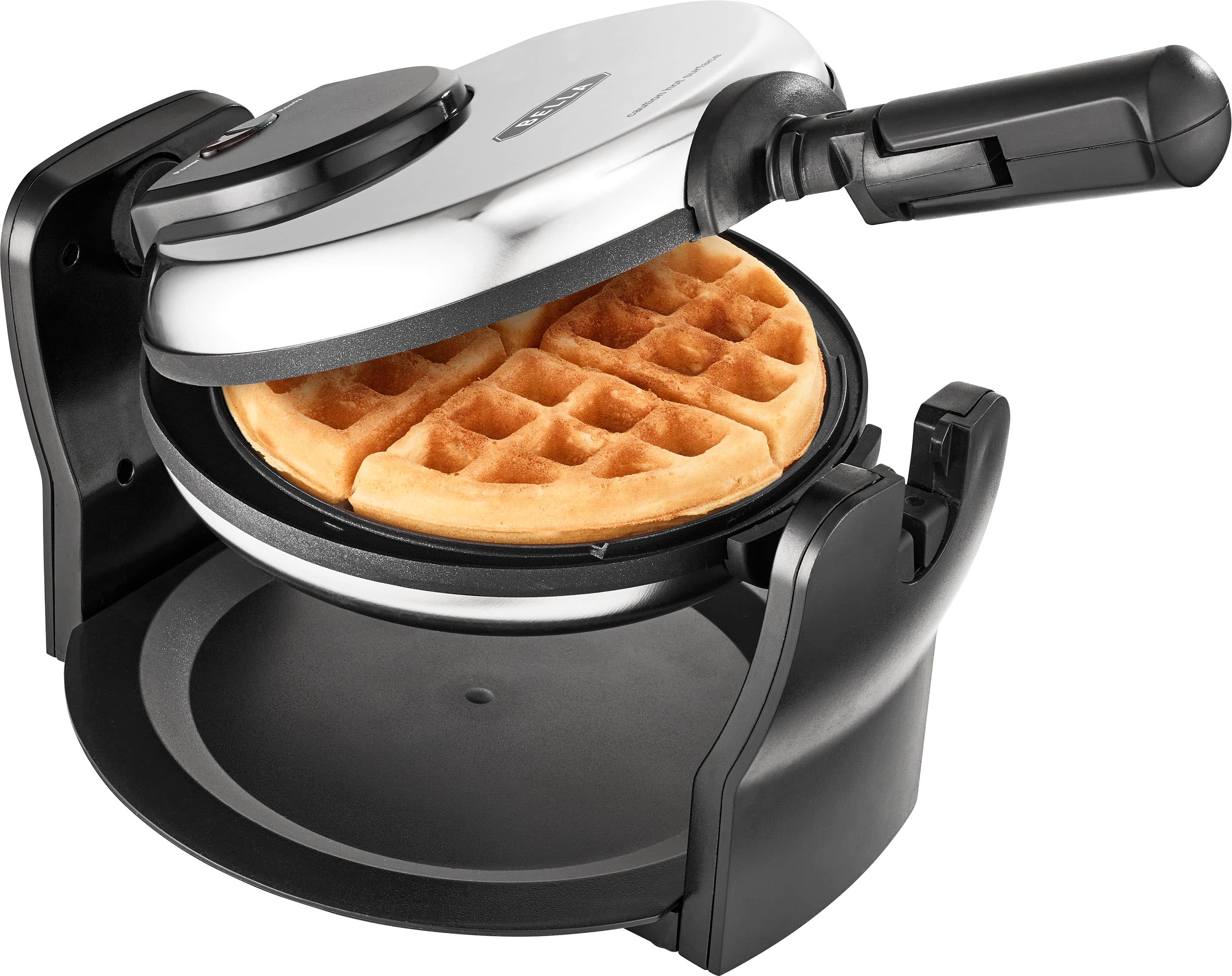 Front. Bella - Nonstick Rotating Belgian Waffle Maker - Stainless Steel.