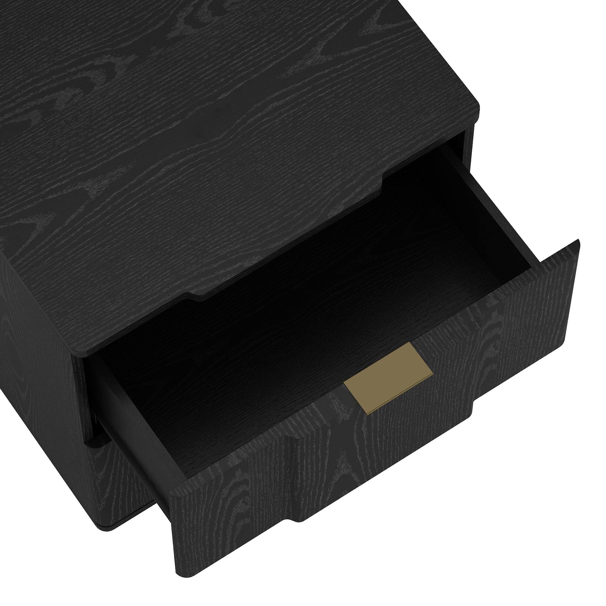 Alt View 1. Manhattan Comfort - Clive Mid-Century Modern 22" Nightstand - Black and Gold.