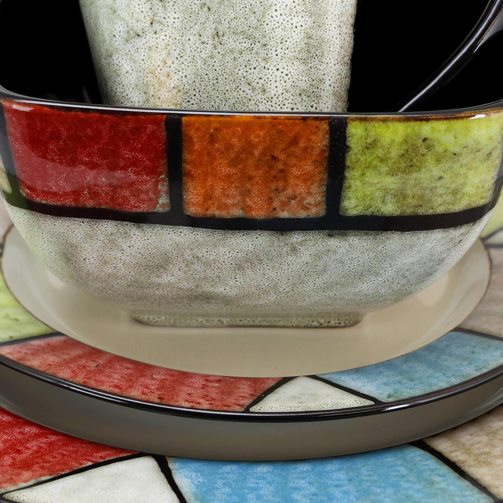 Alt View 2. Elama - Elama Country Cottage 16 Piece Stoneware Dinnerware Set - Multi.