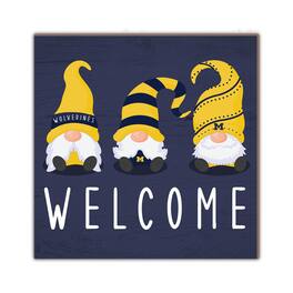 Fan Creations - Michigan Wolverines 10'' x 10'' Welcome Gnomes Sign - Multicolor