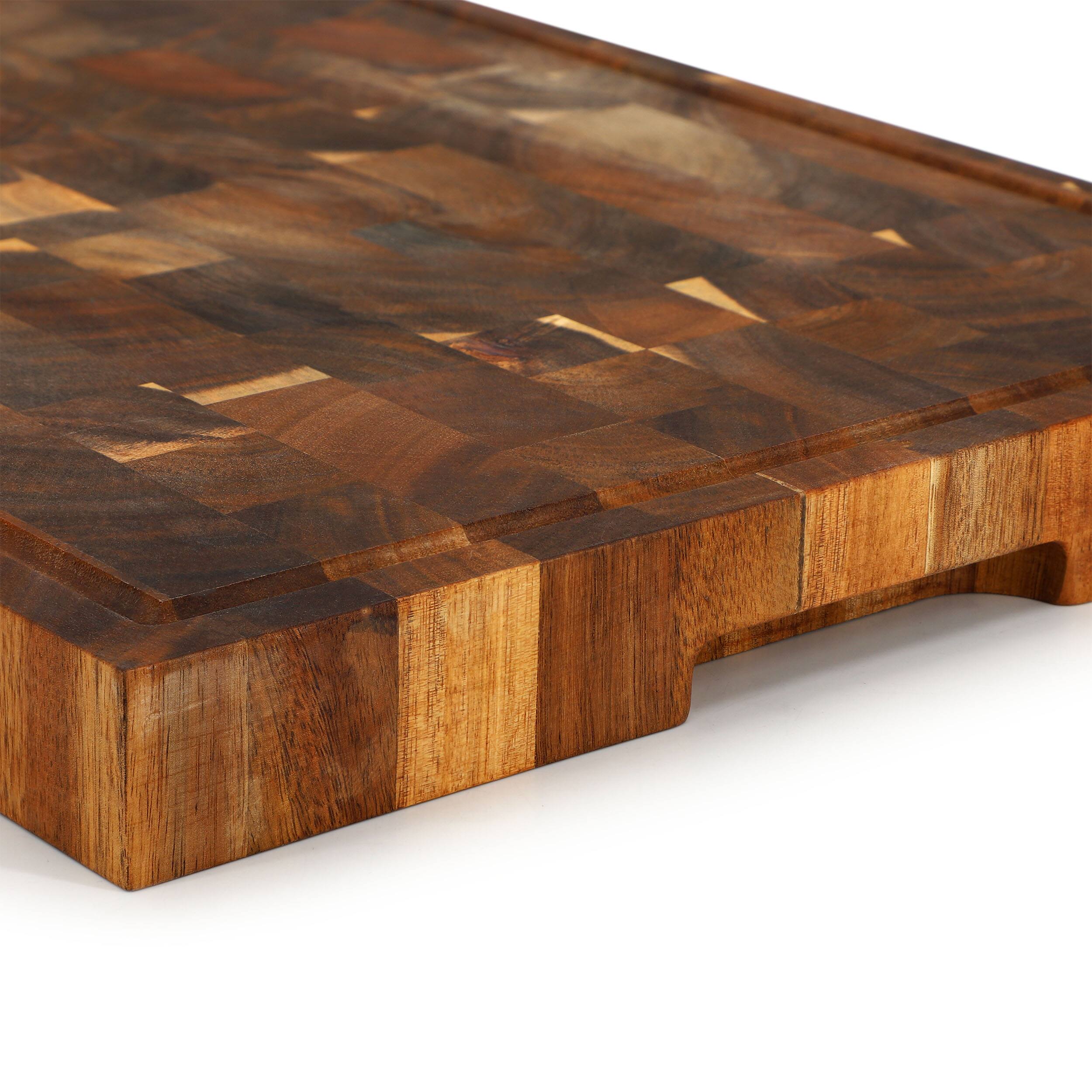 Alt View 3. MegaChef - MegaChef 17 x 13 Inch Acacia Wood Butcher Block Carving and Cutting Serving Board with Juice Groove - Brown.