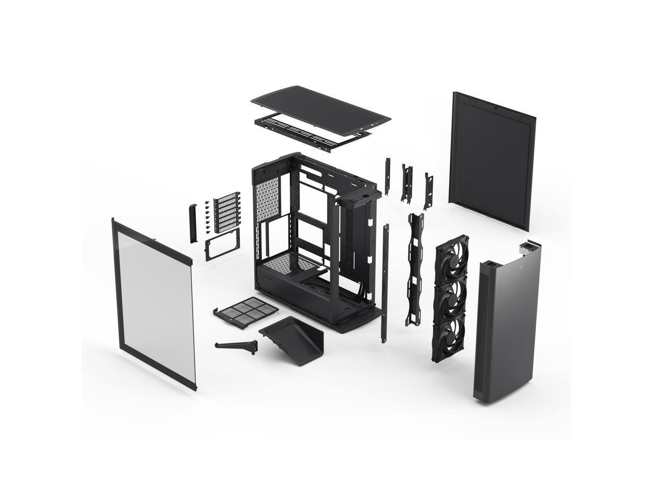 Alt View 7. Fractal Design - Fractal Design Define One Dark TG PC Case, Tempered Glass, 3 Fans, ATX/E-ATX/mATX/ITX - Black.