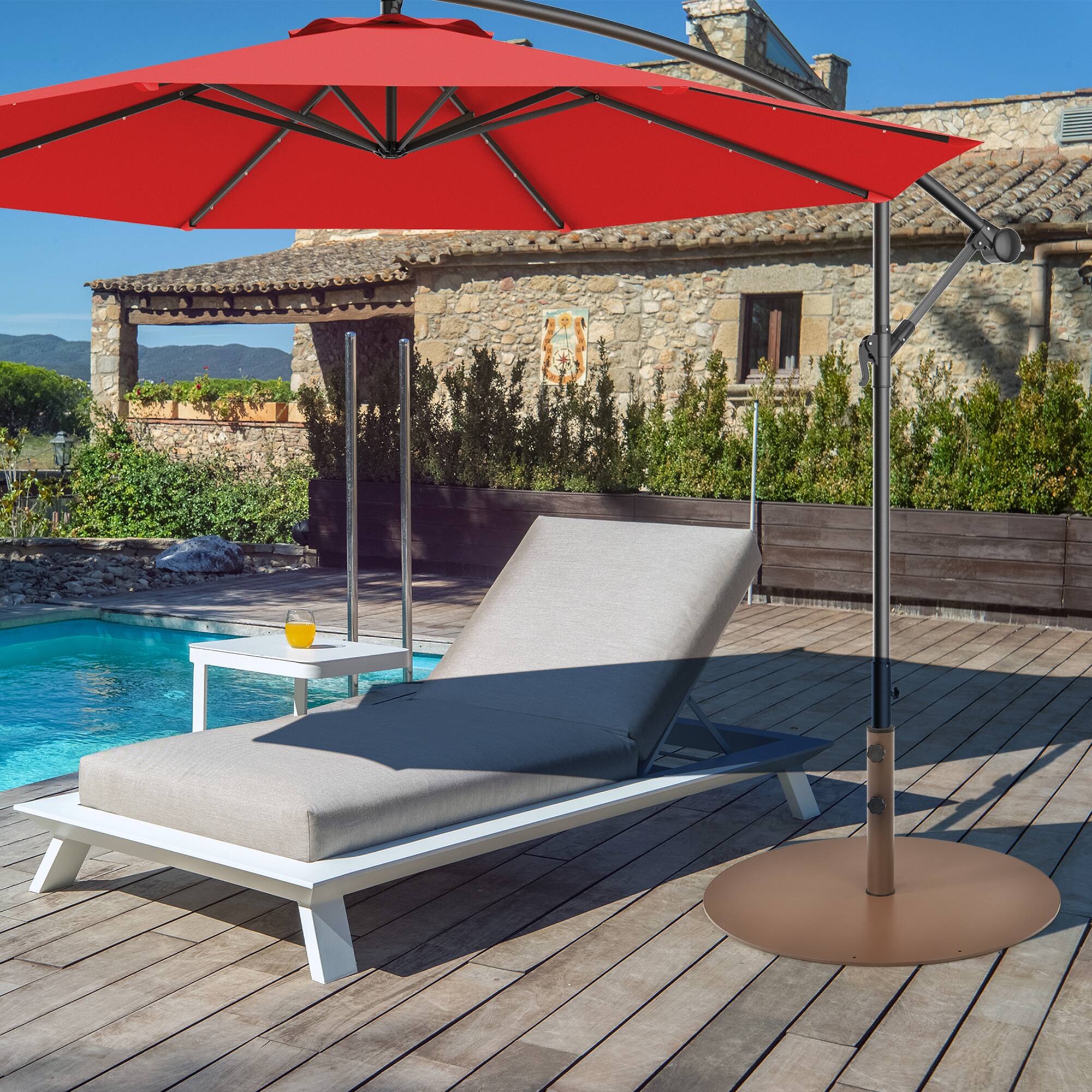 Alt View 2. Gymax - Gymax Round Weighted Patio Umbrella Base Stand 59 lbs w/ 3 Adapters Brown - Brown.